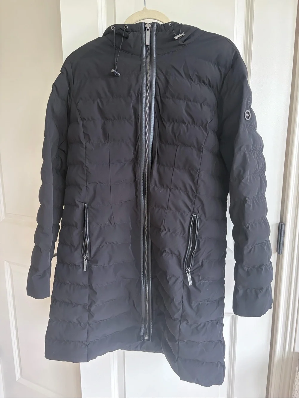 Michael Kors Women's Black Hooded Packable Puffer Coat Size L